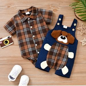 PatPat 100% cotton.  2 pcs baby clothes.  Denim shorts with suspenders.